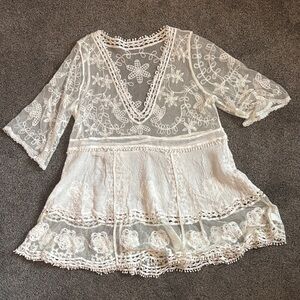 Elegant White Lace Bathing-suit Coverup